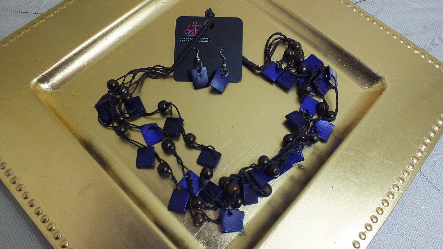 J2400002 - Purple Square Necklace & Earings