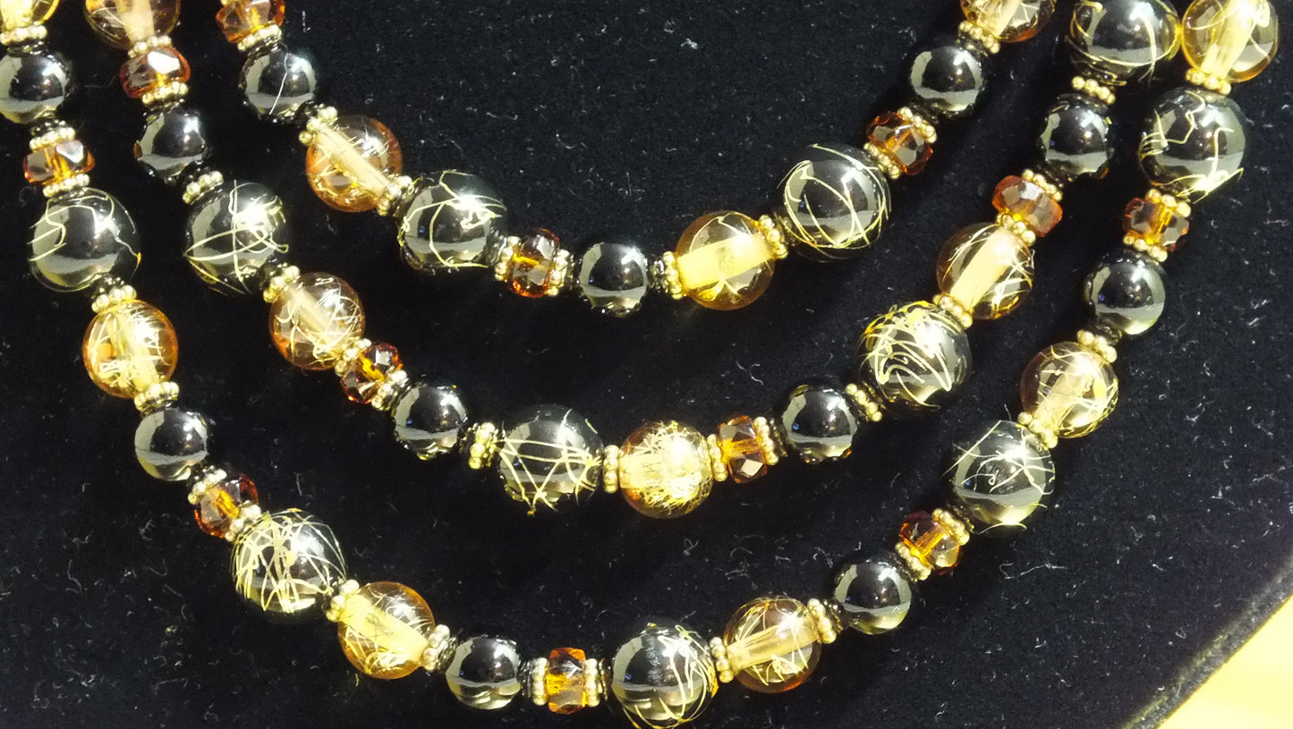 Art Glass Bead and Square Necklace