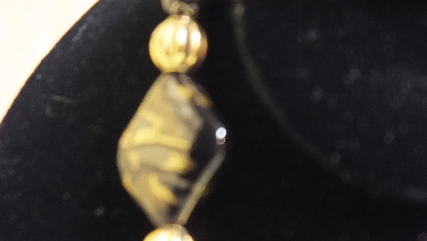 Art Glass Bead and Square Necklace