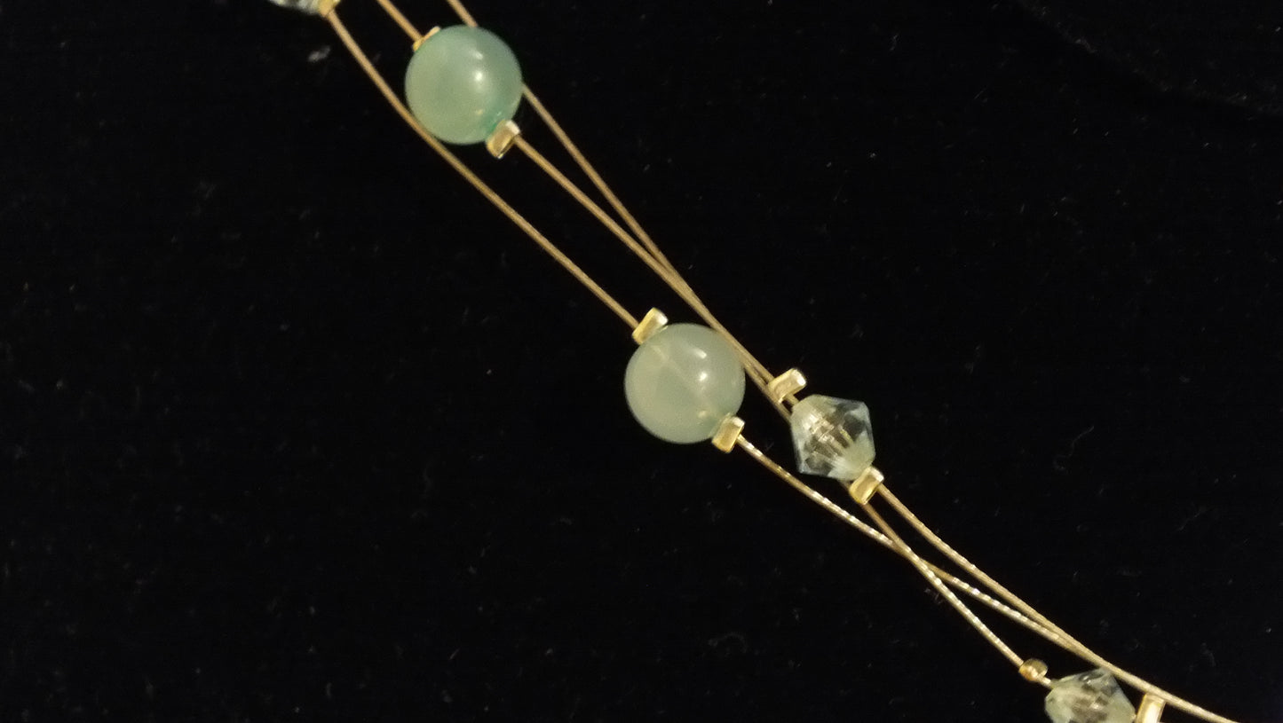 J2400006 - Teal Enamel Flower with glass & plastic beads, Small gemstone in the middle of the flower.