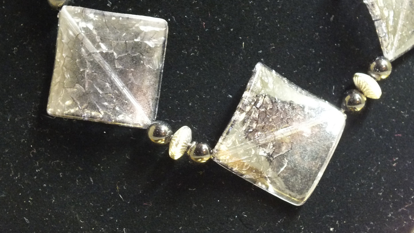 Clear Acrylic with black & silver like bead necklace