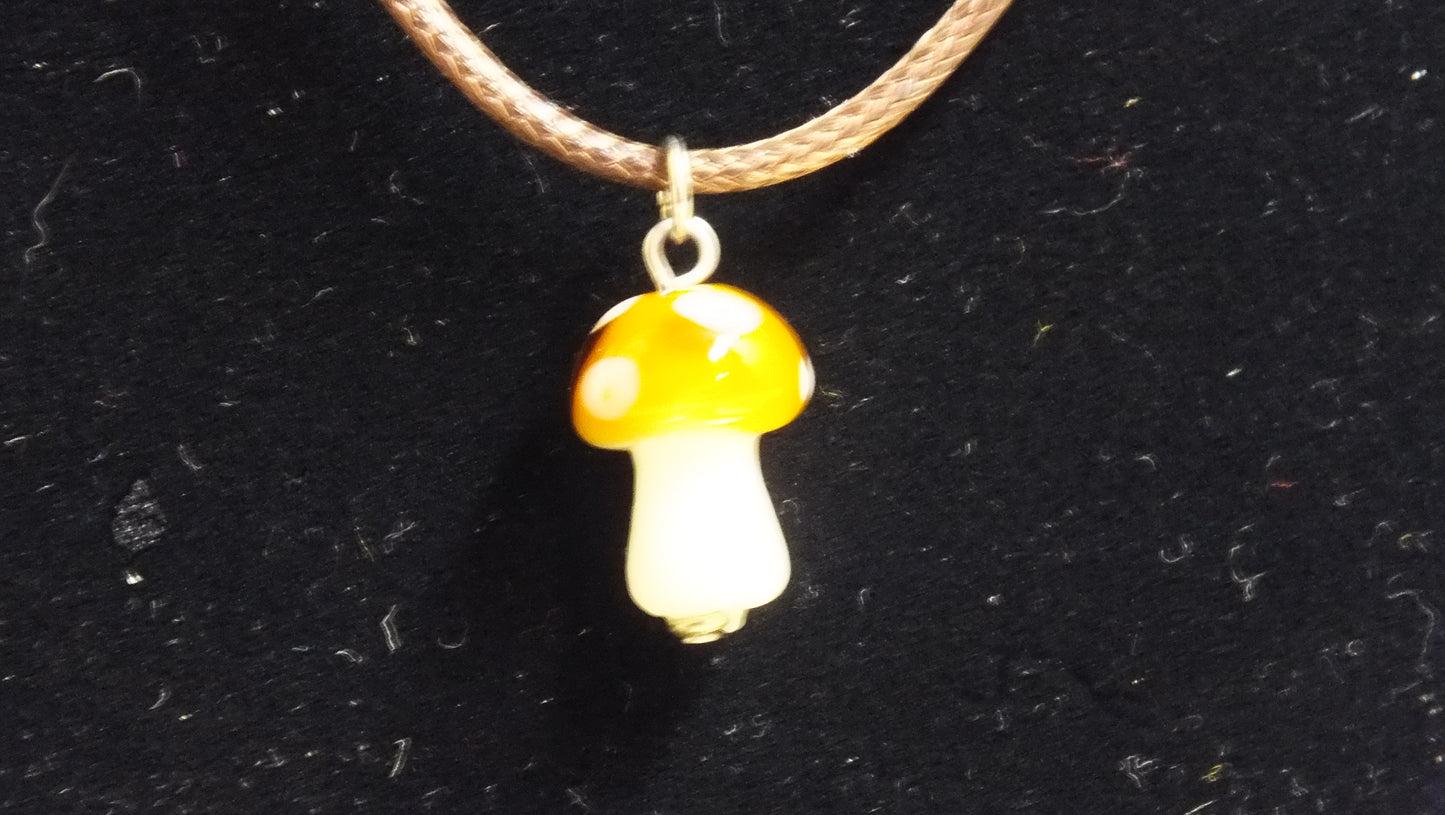 Glass Mushroom Charm Necklace