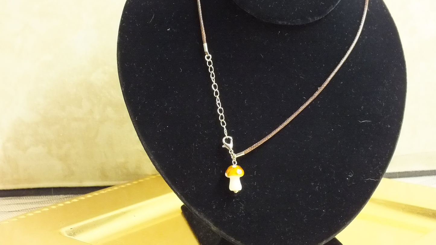 Glass Mushroom Charm Necklace