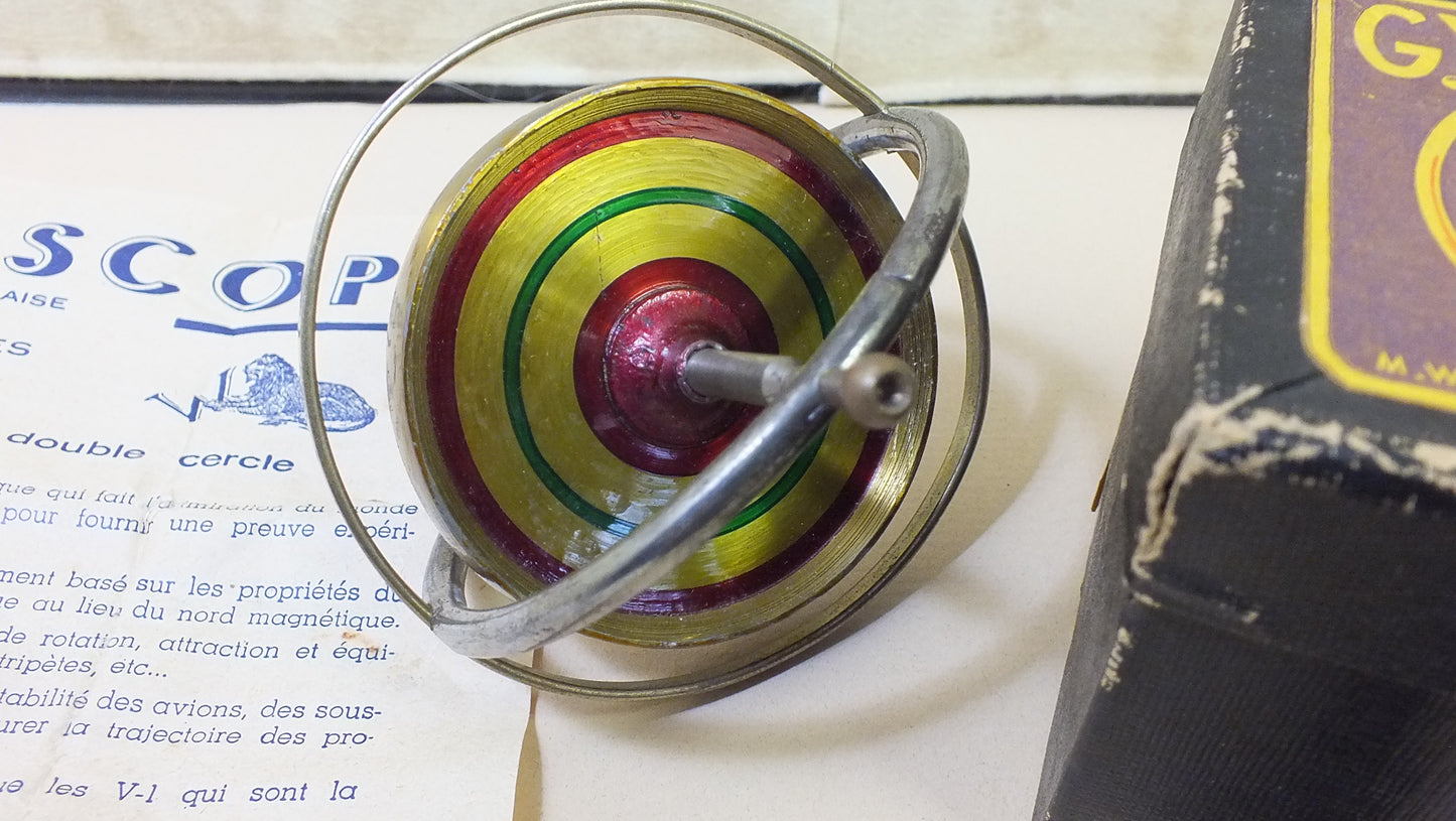 Vintage French Gyroscope with Original Paperwork and Box