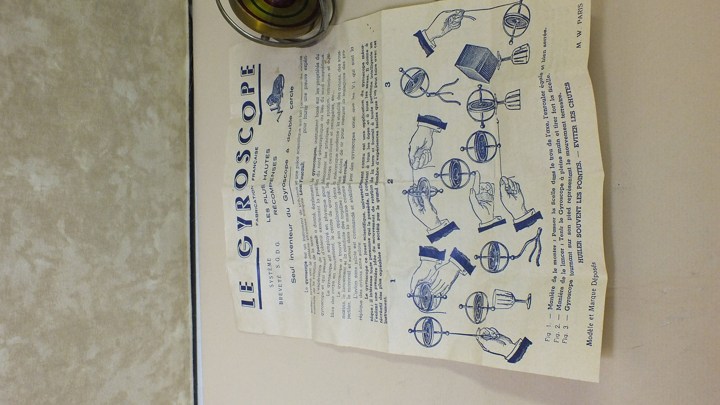 Vintage French Gyroscope with Original Paperwork and Box
