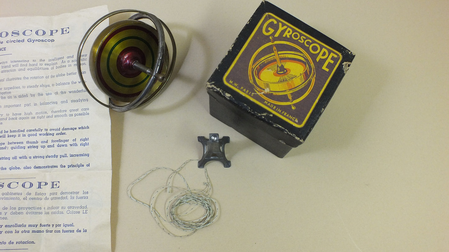 Vintage French Gyroscope with Original Paperwork and Box