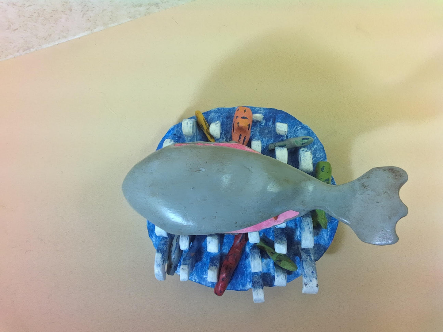 Wood Art by Ray DeBonis: Jona & Whale Wood Carving Small (2022)