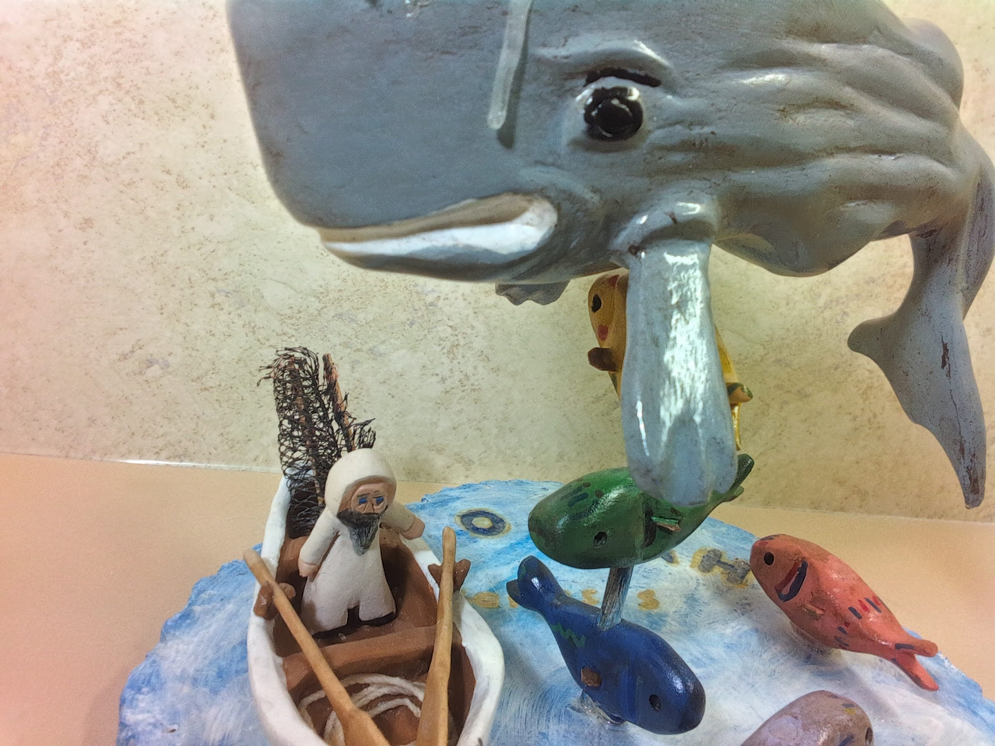 Wood Art by Ray DeBonis: Jonah & Whale Wood Carving Large (2022)