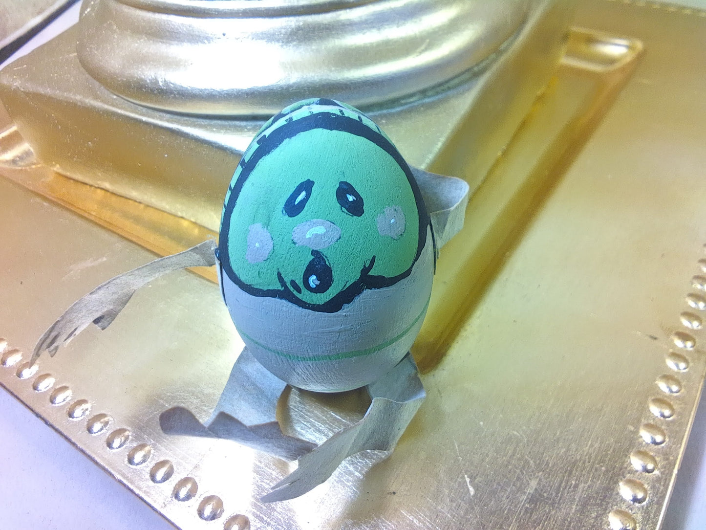 Wooden Hand Painted Egg Turtle