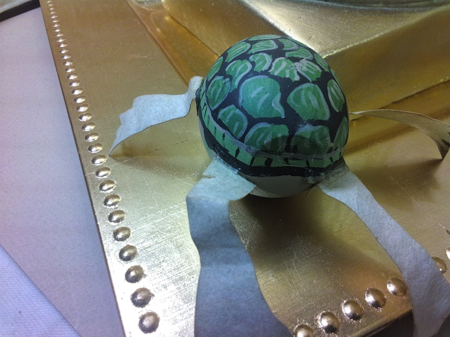 Wooden Hand Painted Egg Turtle