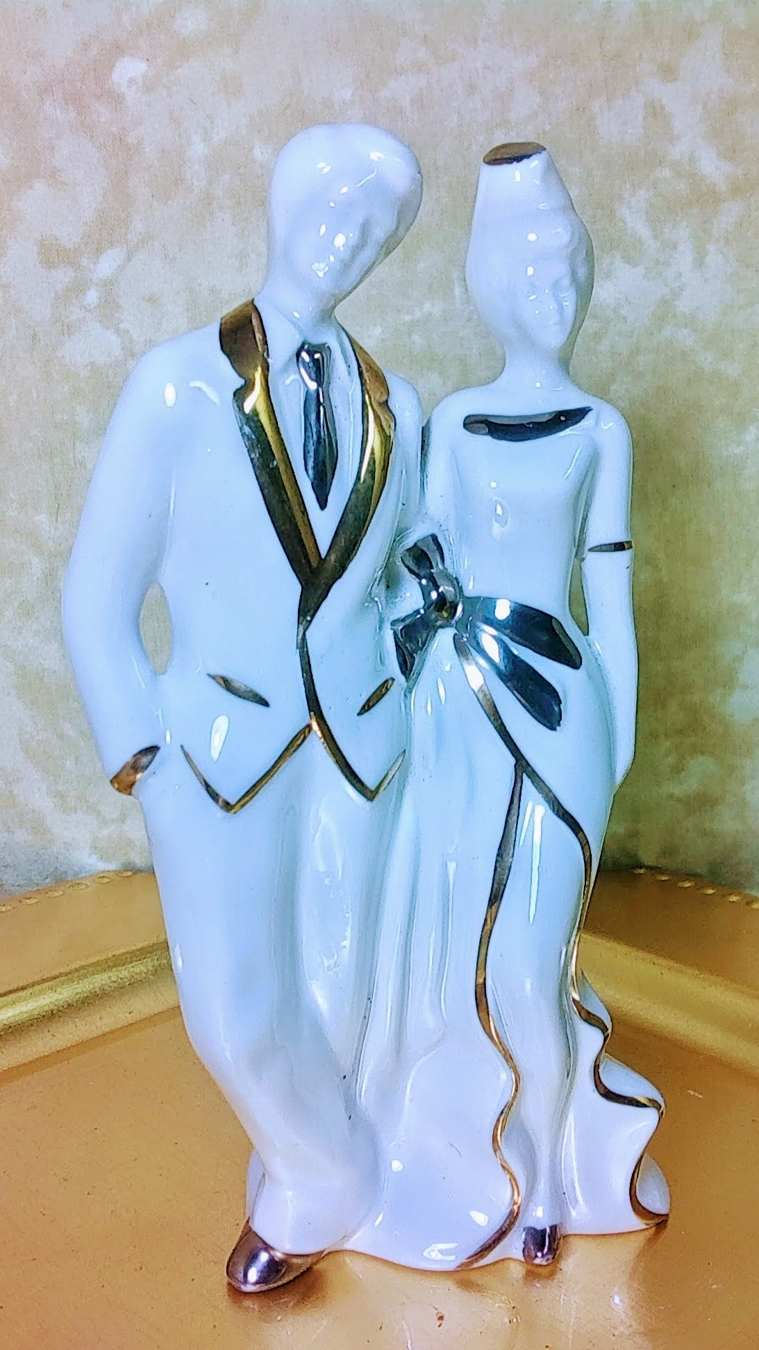White Wedding Figure with Gold & Silver Accents