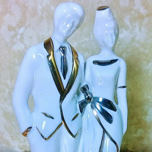 White Wedding Figure with Gold & Silver Accents