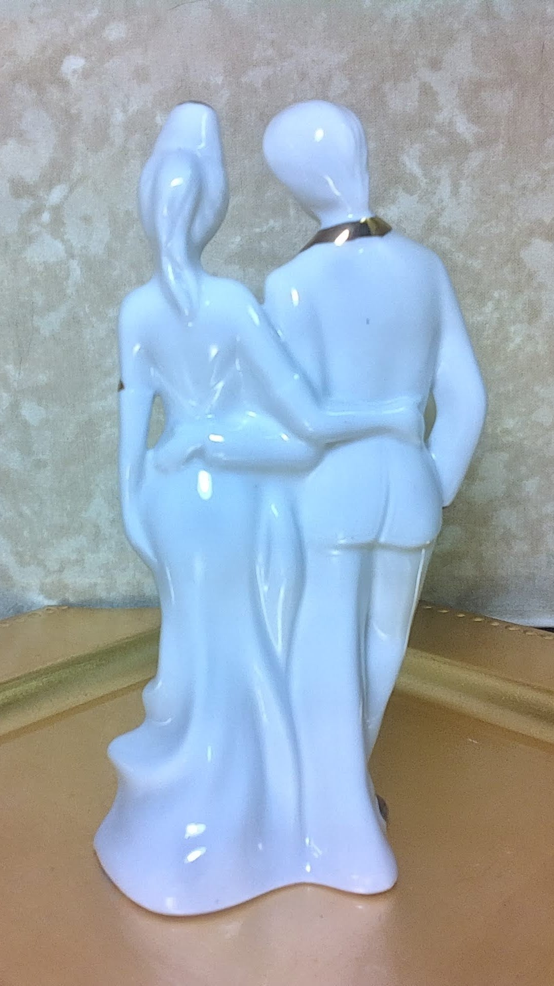 White Wedding Figure with Gold & Silver Accents