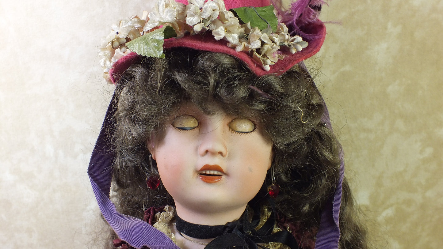 M2400173 - Vintage Porcelain Doll in a Victorian-style gown