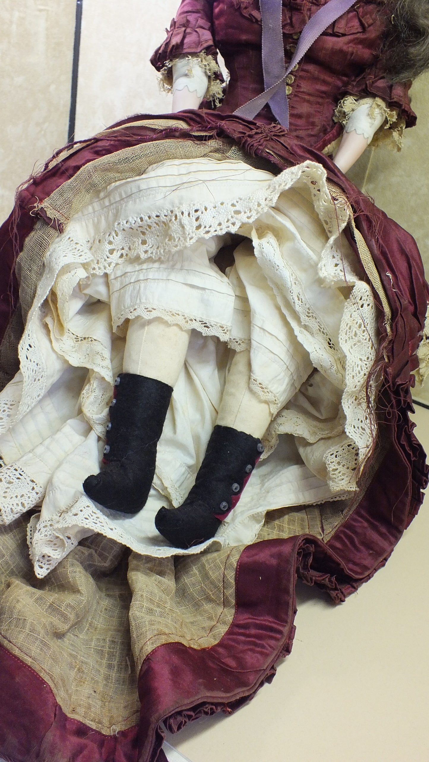 M2400173 - Vintage Porcelain Doll in a Victorian-style gown