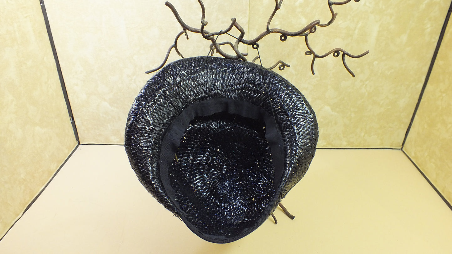 M2400174 - Vintage Women's Hat: Black w/bow