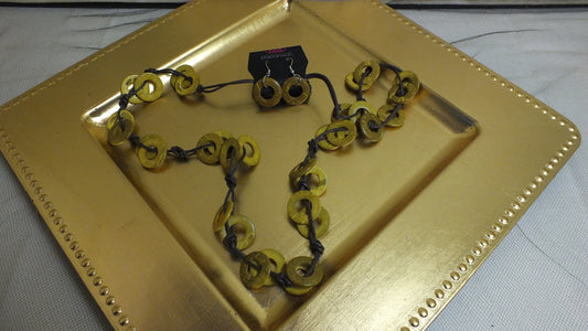 J2400004 - Mustard color Circle Necklack & Earings