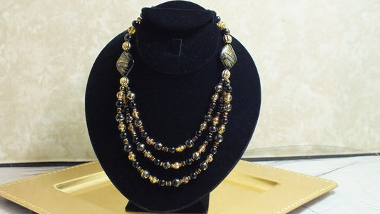 Art Glass Bead and Square Necklace