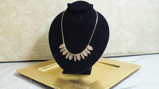 Beautiful Gold tone and Rose Glitter Necklace