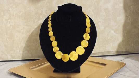 Vintage Yellow disk & bead necklace
