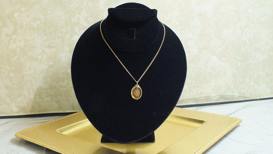 J2400017 - Gold tone monogramed pendant necklace