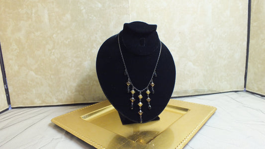 Black and Gold Drop Necklace